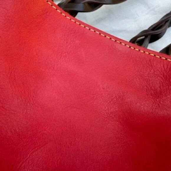 Auth Dooney & Burke Red Florentine Leather Large Barlow Zip Tote Satchel - Picture 12 of 16